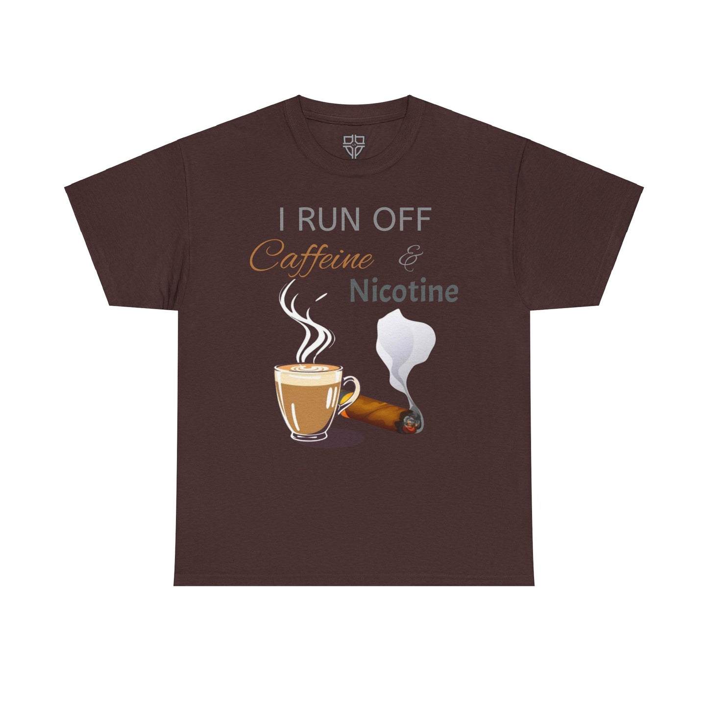 I Run Off Caffeine & Nicotine Unisex Heavy Cotton Tee - Casual Graphic Tee for Coffee and Smoke Lovers