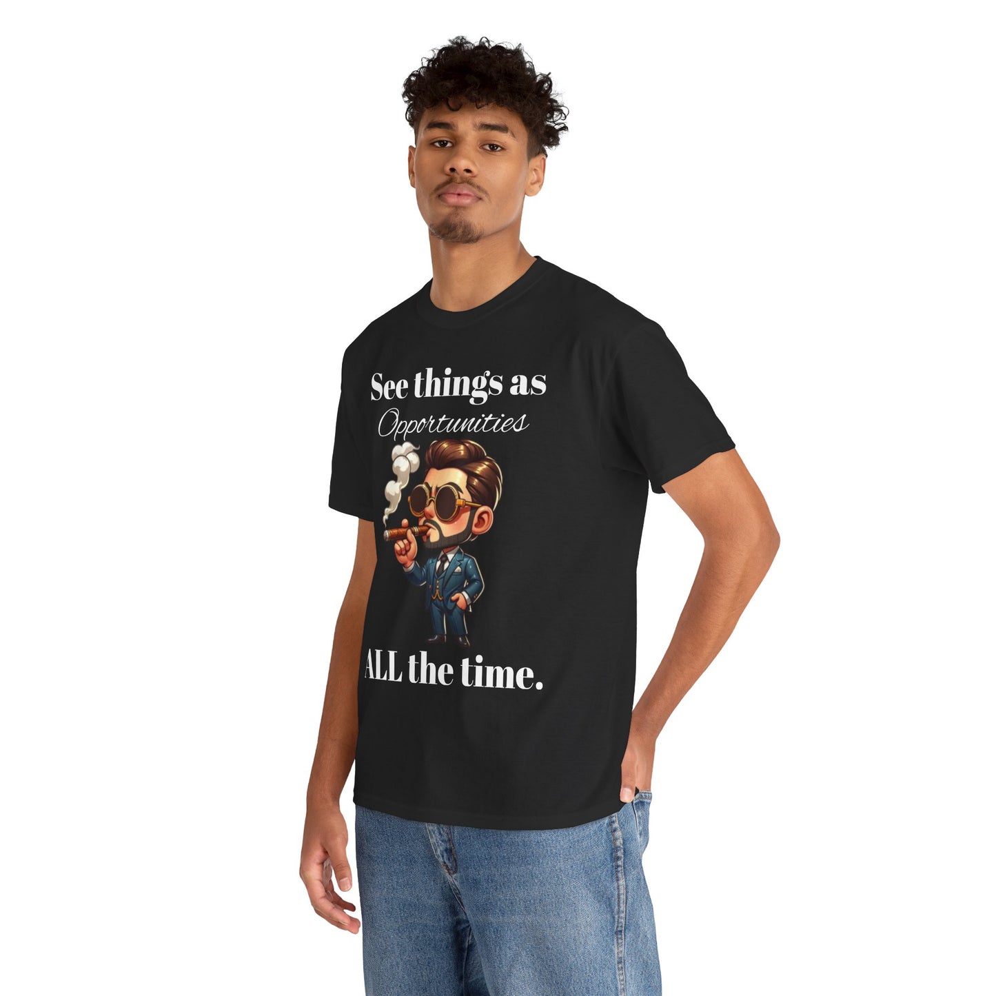 Stylish Cartoon Cigar Smoker Unisex Cotton Tee - Perfect Gift for Any Occasion