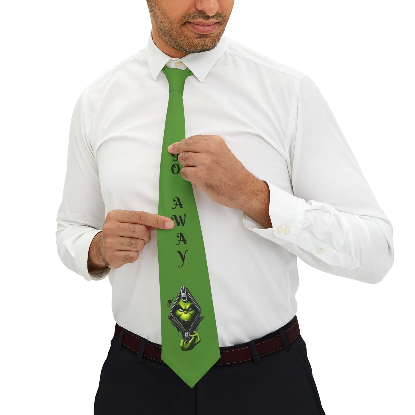 Go Away Green Necktie - Quirky Accessory for Fun Loving Professionals *LIMITED TIME