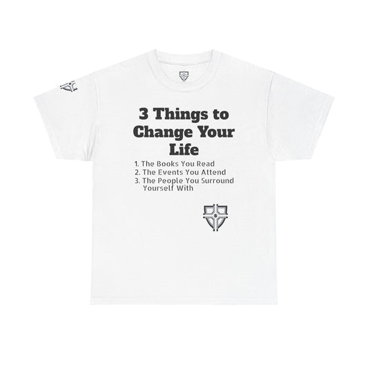 3 Things Heavy Cotton Tee - "3 Things to Change Your Life"